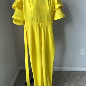 Bright Yellow Ruffle Sleeve Jumpsuit